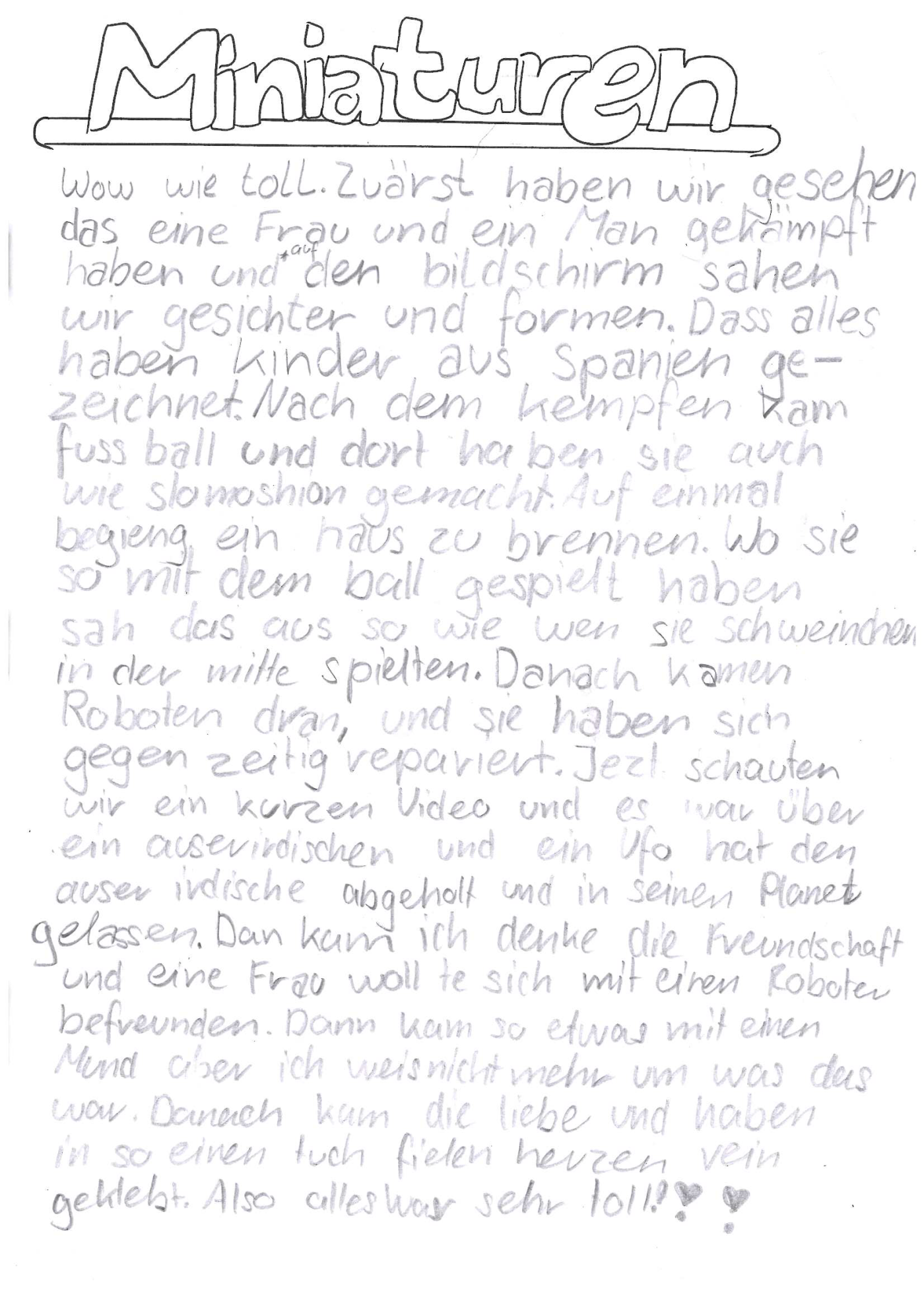 Bericht Schulklasse, «Minituren/Miniaturas», Luzerner Theater