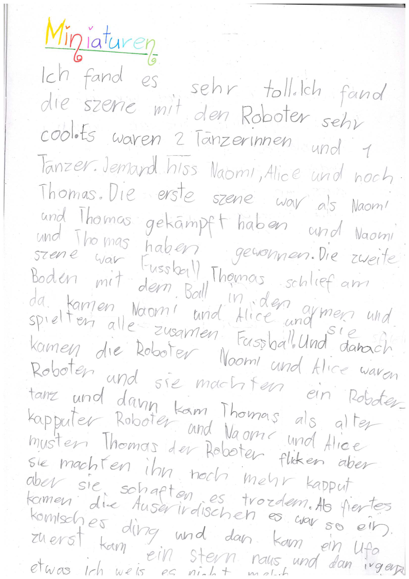 Bericht Schulklasse, «Minituren/Miniaturas», Luzerner Theater